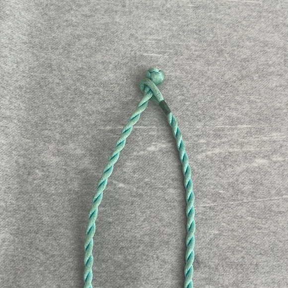 Turquoise peace sign necklace on rope chain. Fun hippie look - Picture 3 of 4